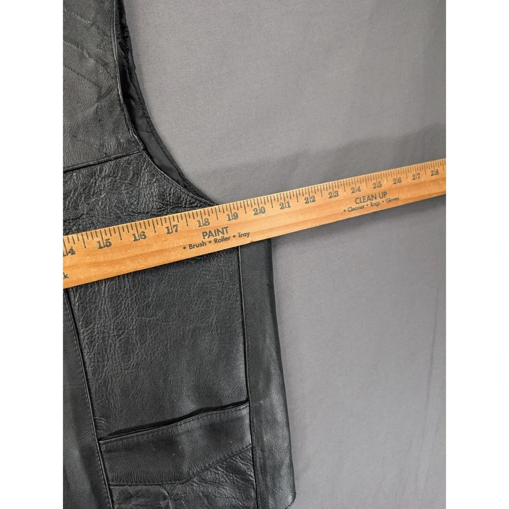 Shaf Leather Collections Mens Black Leather Biker Vest Western Yoke Size‎ 44